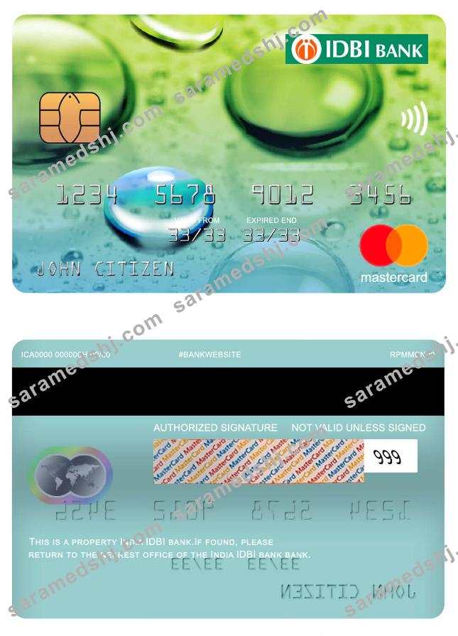 India IDBI bank mastercard screen